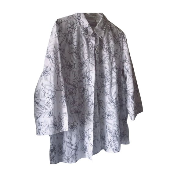 Women's 16 Alfred Dunner Sheer Button Down Shirt - Picture 12 of 15